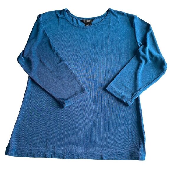 Fiore Peacock Blue Top Women's Sz S Elegant Timeless Classic Wardrobe Staple - Picture 3 of 7